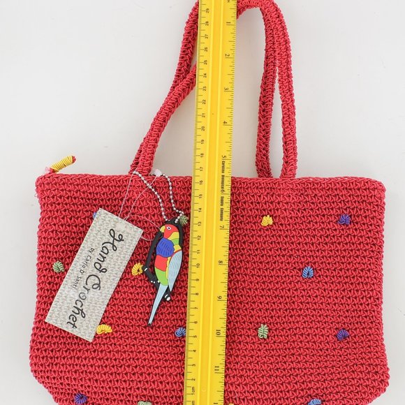 New Carlo D'Santi Hand Crochet Bag -Red with Multi - Picture 3 of 10